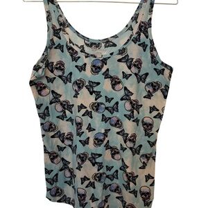 No Boundaries Blue Skull and Butterfly Tank Top